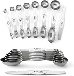 Spring Chef Stainless Steel Magnetic Measuring Spoons, Set of 8 & Premium  Handheld Zester/Fine Grater - 2 Product Bundle - Black