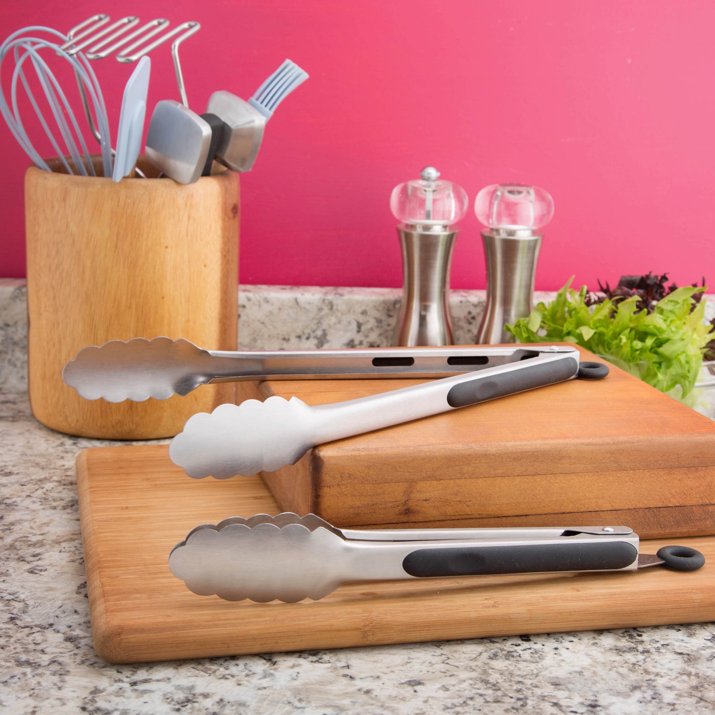 Spring Chef Kitchen Tongs with Stainless Steel Tips, 9 and 12 Inch