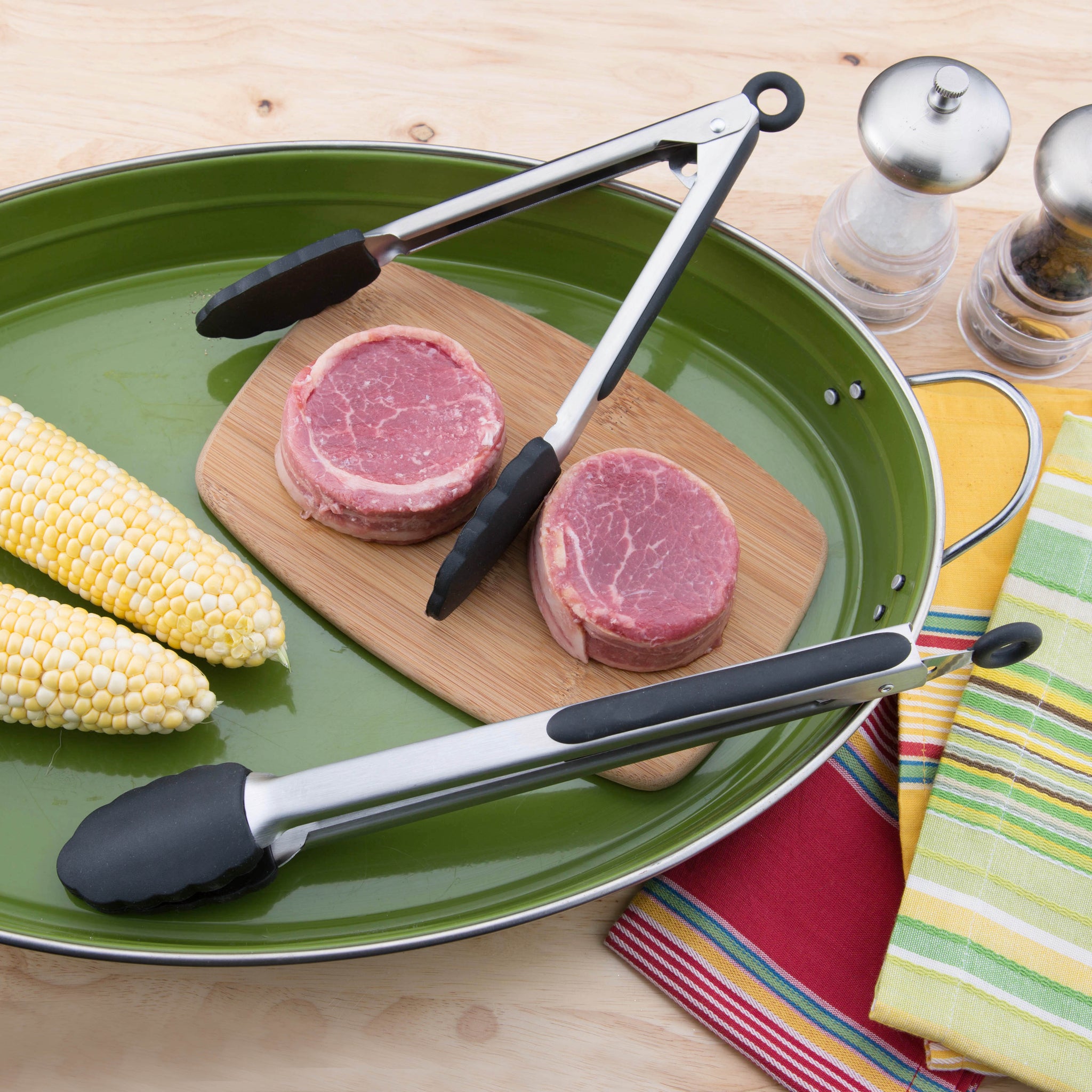 Spring Chef Kitchen Tongs with Stainless Steel Tips, 9 and 12 Inch