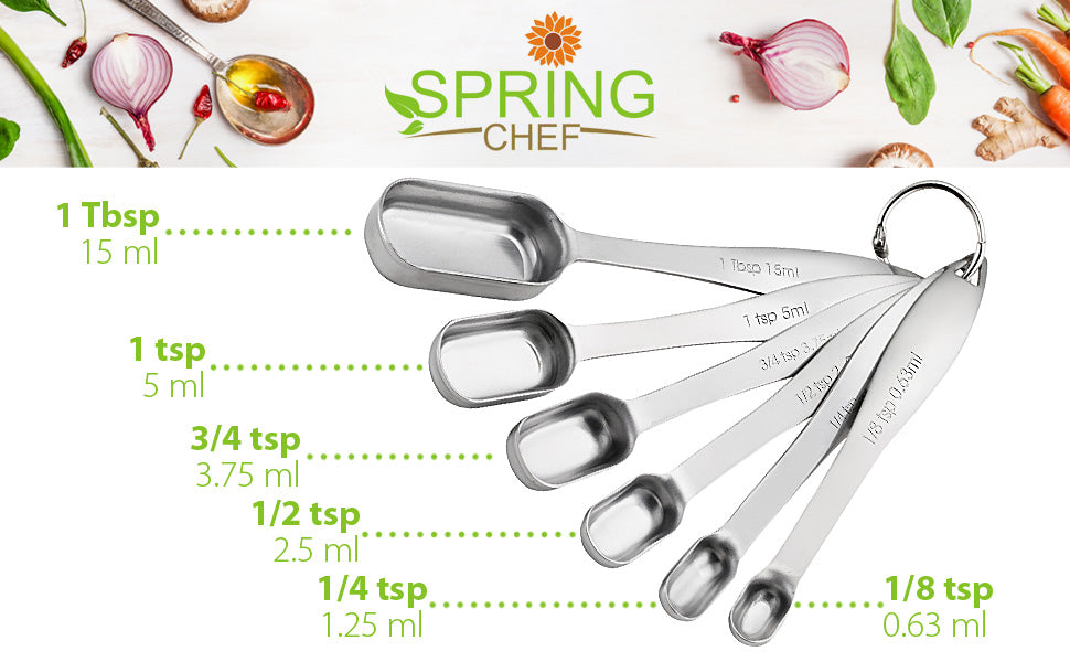 Spring Chef Measuring Cups and Spoons Set Stainless Steel - 15 piece S