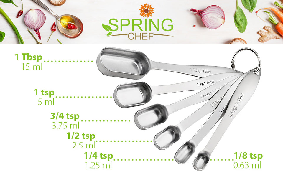 Heavy Duty Stainless Steel Metal Measuring Spoons (Set of 8 Including –  Spring Chef