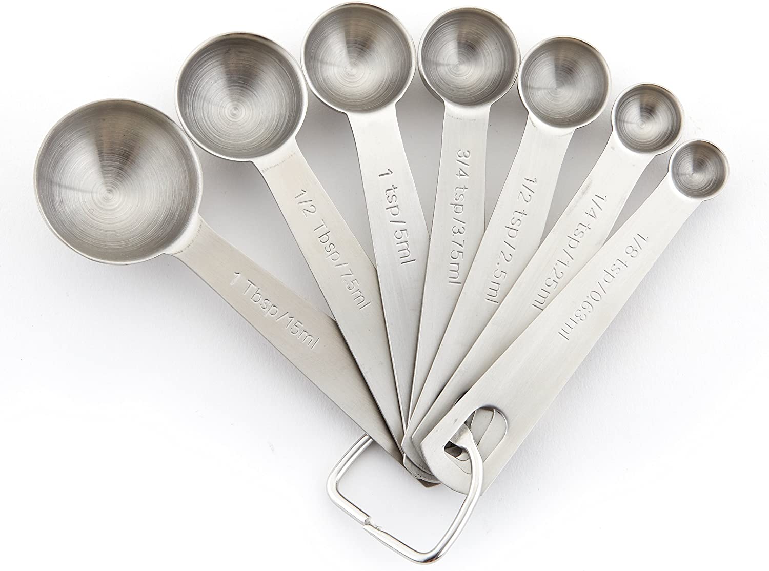 Spring Chef Oval Stainless Steel Measuring Spoons, Set of 7 & 5 Quart  Mixing Bowl With Pour Spout, White - 2 Product Bundle