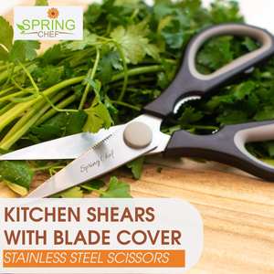 Kitchen Shears with Blade Cover, Stainless Steel Scissors for Herbs, Chicken, Meat & Vegetables