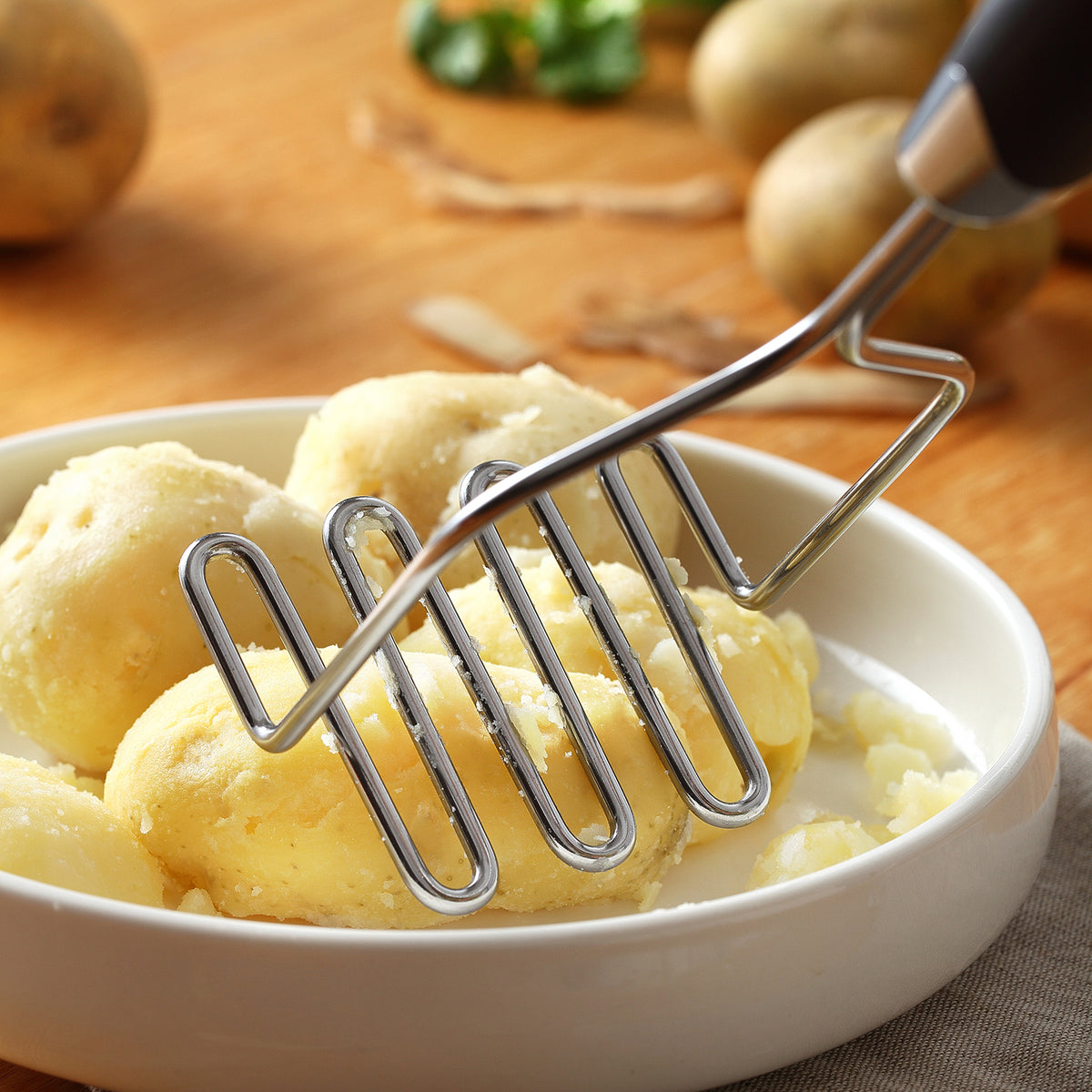 2-Pack Stainless Steel Potato Masher With Soft Grip Plastic Handle – Easy Veggie Presser