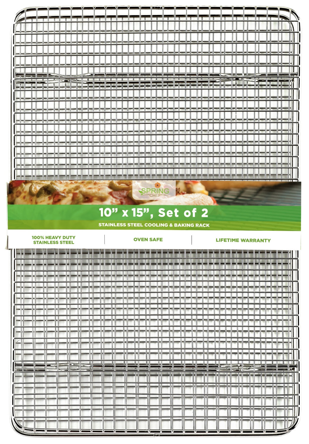 Oven Safe, Heavy Duty Stainless Steel Baking Rack & Cooling Rack, 10.25 x 15.25 inches Fits Jelly Roll Pan