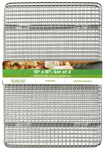 Oven Safe, Heavy Duty Stainless Steel Baking Rack & Cooling Rack, 10.25 x 15.25 inches Fits Jelly Roll Pan