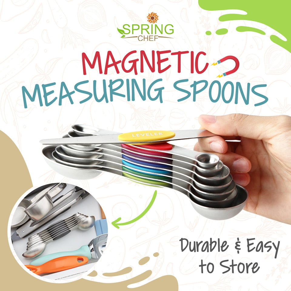 Buy Wholesale China Spring Chef Magnetic Measuring Spoons Set, Dual Sided,  Stainless Steel, Fits In Spice Jars, Set Of 8 & Magnetic Measuring Spoons  Set at USD 3.15