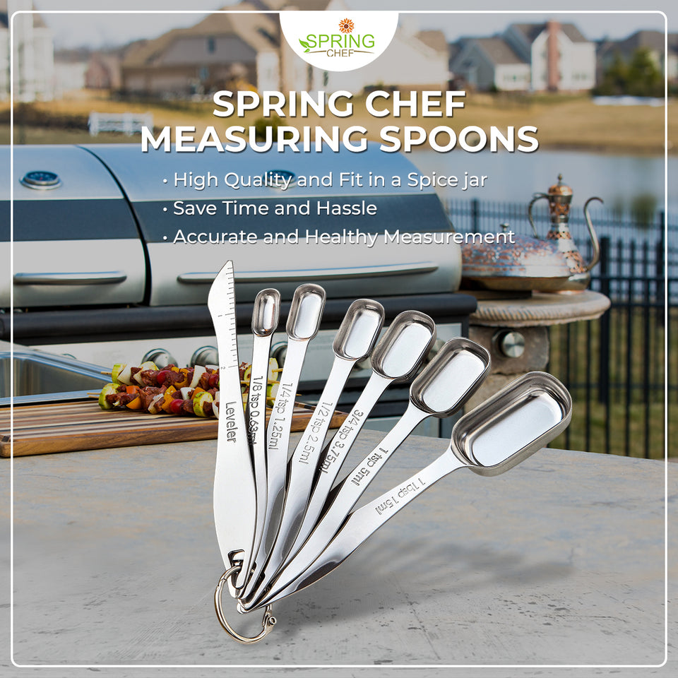 Heavy Duty Stainless Steel Metal Measuring Spoons (Set of 7