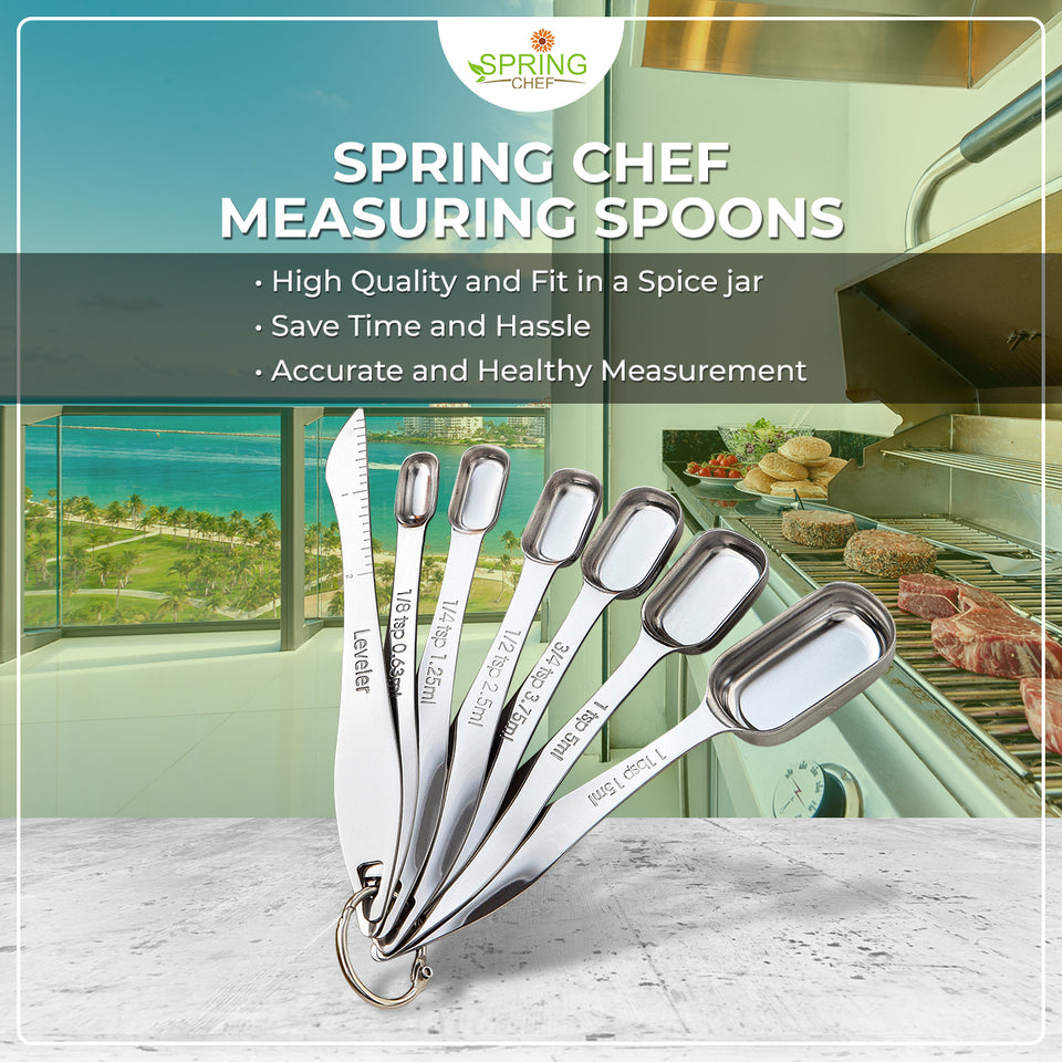 Magnetic Stainless Steel Measuring Spoons Set, 6 Metal Accurate Spoons for  Measuring Dry and Liquid Ingredients Teaspoon & Tablespoon for Home,  Kitchen, Baking, Cooking 