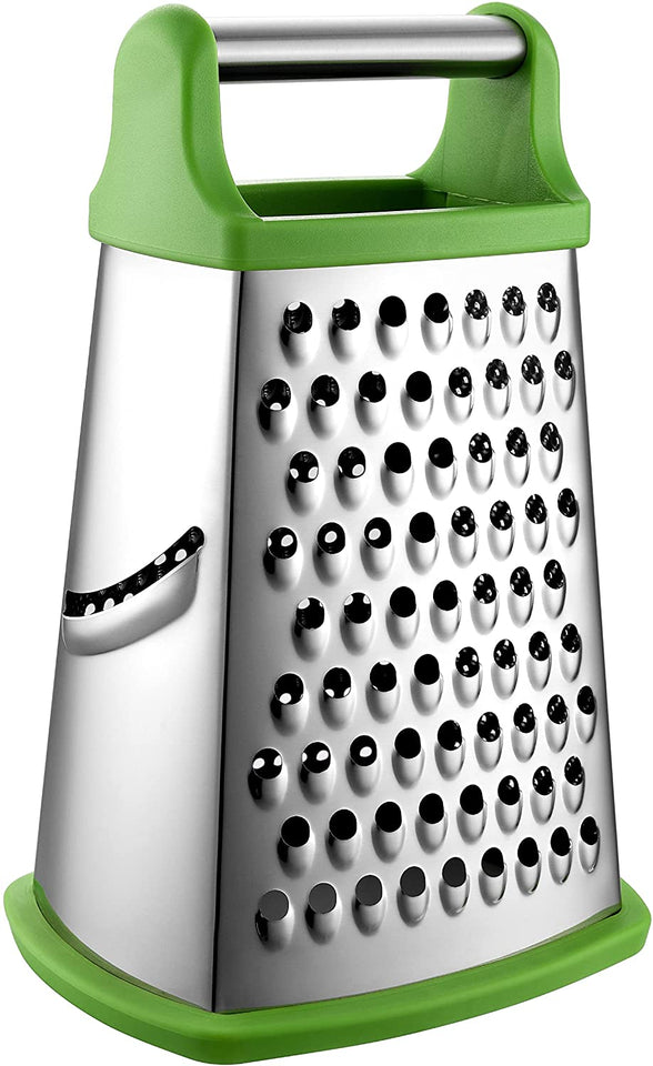 Spring Chef Professional Box Grater with Handle, Manual 100% Stainless  Steel 4 Sided Shredder for Kitchen, Best for Parmesan Cheese, Vegetables