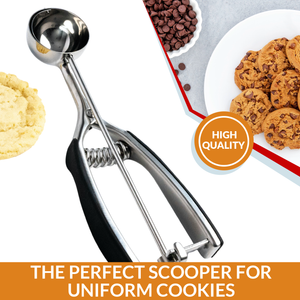 Spring Chef Cookie Scoop, Premium 18/8 Stainless Steel Disher with Soft Grip, Spring Loaded with Trigger Release