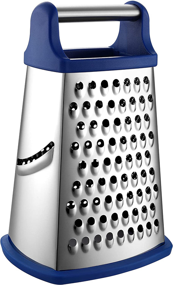 Stainless Steel Heavy-Duty Cheese Grater, 4-Sided Box Grater with Non-Slip  Base 