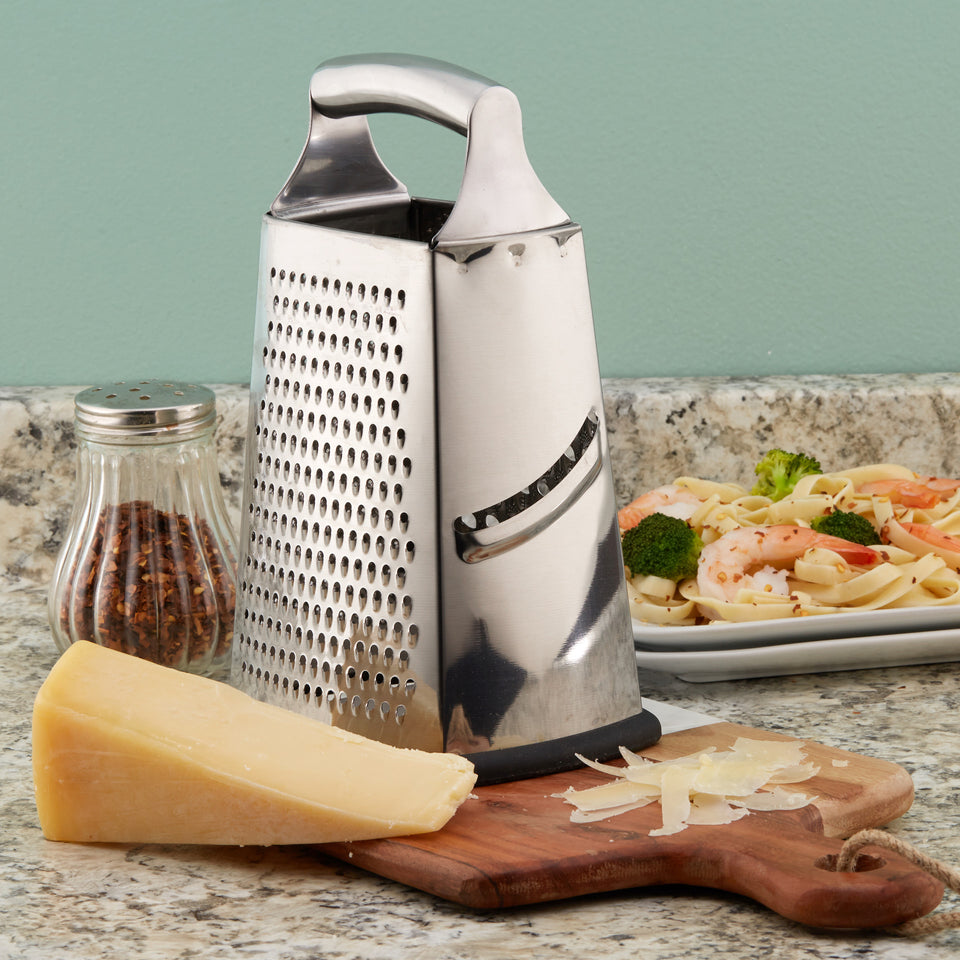 Professional Box Grater, Stainless Steel with 4 Sides, Best for Parmesan  Cheese, Vegetables, Ginger, XL Size, Black
