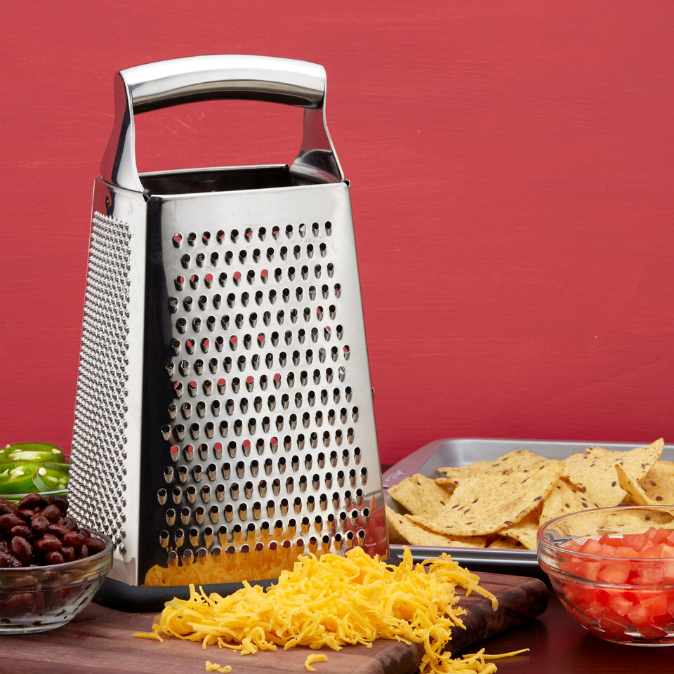 4 Sided 10 Box Cheese Grater (PREMIUM STRENGTH STAINLESS STEEL) - Soft  Ergonomic Handle with Non-Slip Bottom - Perfect for Grading Cheeses,  Fruits